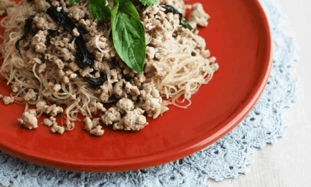 Stir-fried pork with Thai basil and vermicelli noodles Stir-fried pork with Thai basil and vermicelli noodles