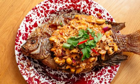 Fried fish with spicy Thai mixed herbs Fried fish with spicy Thai mixed herbs