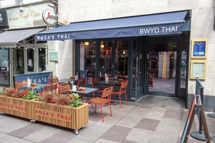 restaurant shopfront in blue