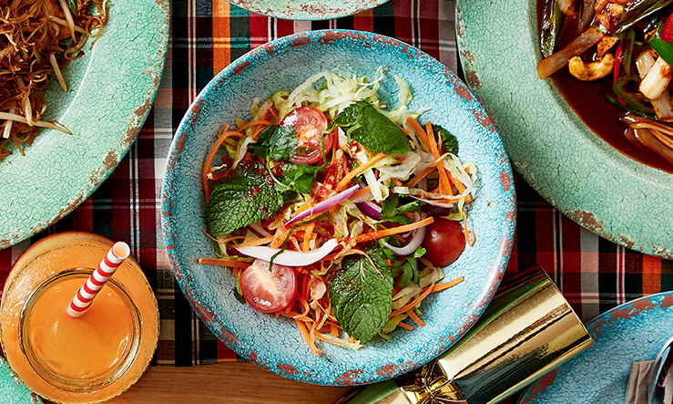 Rosa's Thai festive feast served on colourful plates