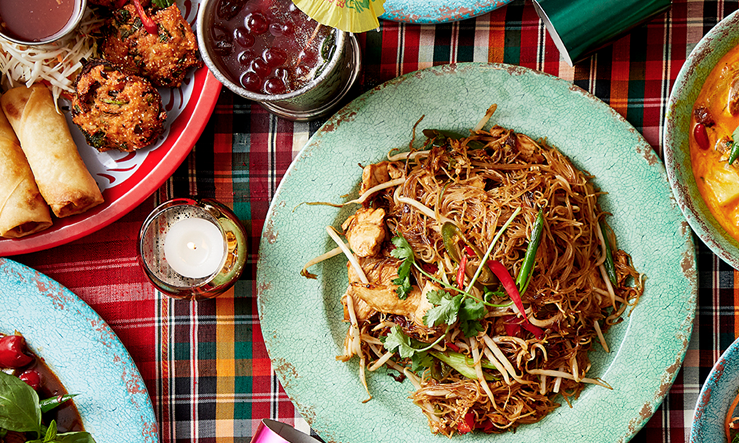 Rosa's Thai festive feast served on colourful plates