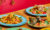 Rosa's Thai summer special dishes in colour plates on a red background