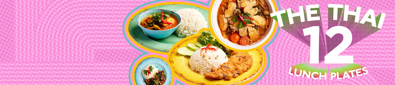 Thai food on pink background